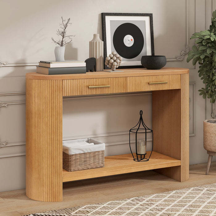 Olivia 47.25“ Modern Sofa Table with Storage and Drawer - Brown 