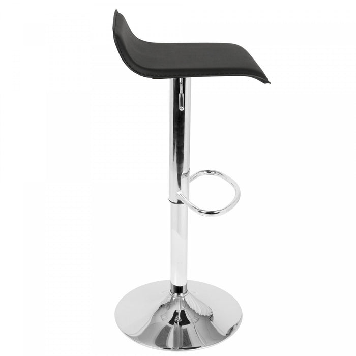 LumiSource Ale Black Fabric Contemporary Adjustable Height Barstool with Swivel - Set of 2