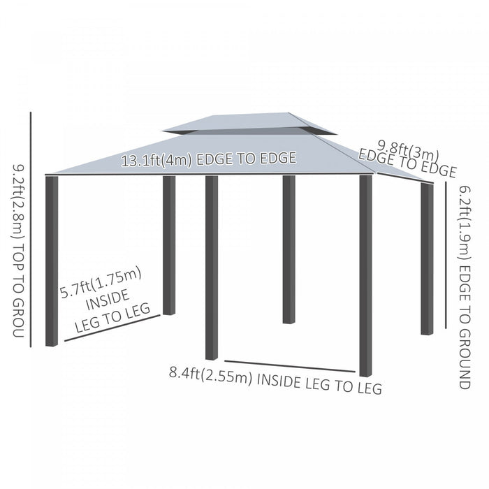 Outsunny 13'l X 10'w X 8.7'h Patio Gazebo Outdoor 2-tiers Garden Canopy Yard Sunshade Shelter With C
