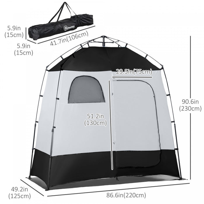 Outsunny Pop Up Shower Tent, Portable Privacy Shelter For 2 Persons, Changing Room With 2 Windows, 3