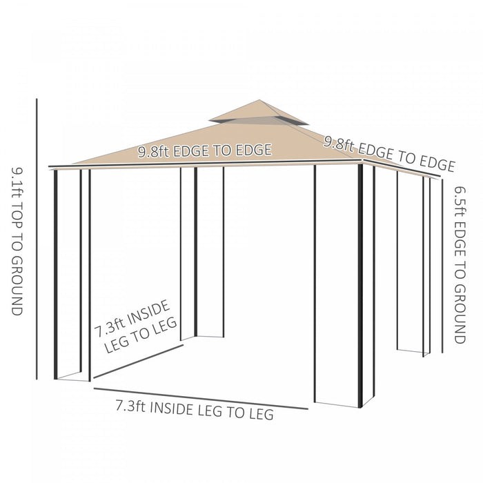 Outsunny 10x10ft Patio Gazebo Outdoor Double Top Pavilion Canopy Garden Event Party Tent Shelter Yar