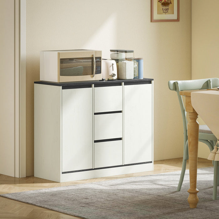 HOMCOM Modern Sideboard with Soft-Close Hinges, Buffet Cabinet, White Wood Grain