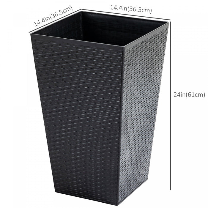 Outsunny Set Of 3 Tall Planters With Drainage Hole, Outdoor & Indoor Flower Pot Set For Front Door, 