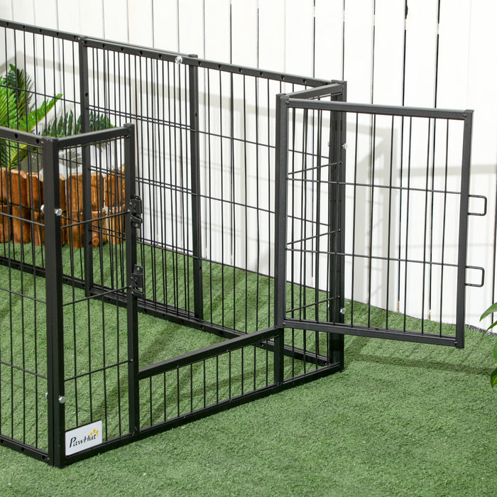 Pawhut 6 Panel 32.5\" - 59\" X 31\" Dog Playpen, Heavy Duty Pet Playpen With Door, Adjustable Dog Exerc