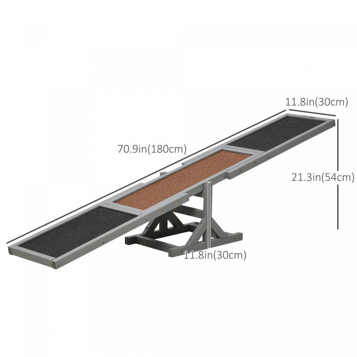 Pawhut Wood Pet Seesaw Platform Dog Agility Training Equipment Run Game Toy Weather Resistant Pet Supplies Grey