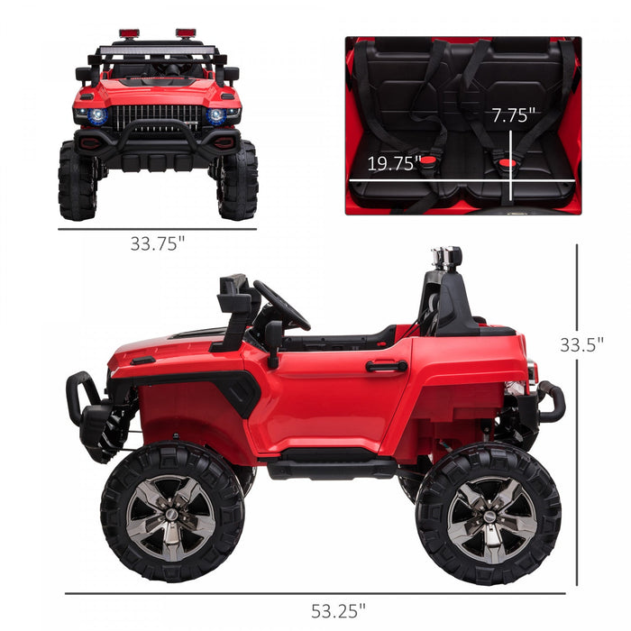 Aosom Kids Ride-on Car 12v Rc 2-seater Police Truck Electric Car For Kids With Full Led Lights, Mp3,