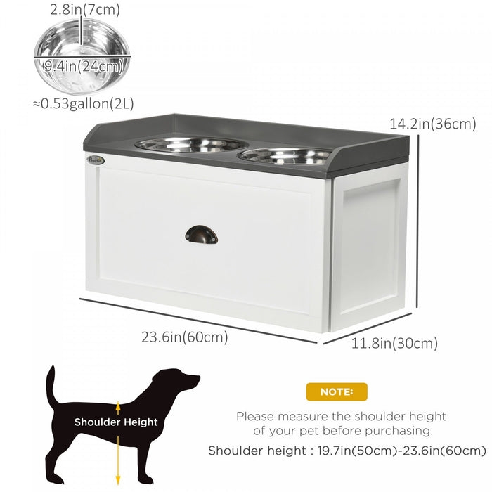 Pawhut Elevated Dog Bowls For Large Dogs, Raised Pet Feeding Station With 2 Stainless Steel Bowls, H