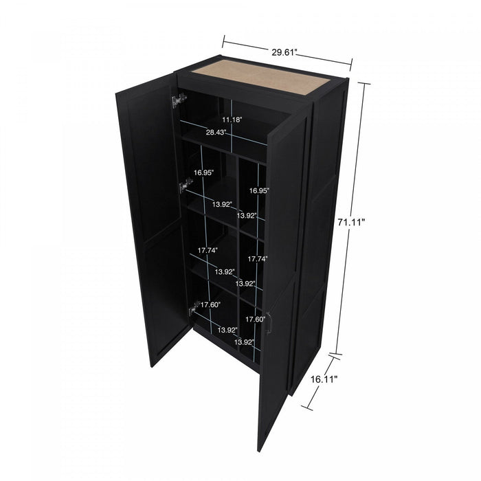 Hopkins Modern 30\" Storage Cabinet in Black (7-Shelf) - Set of 2 Armoire 