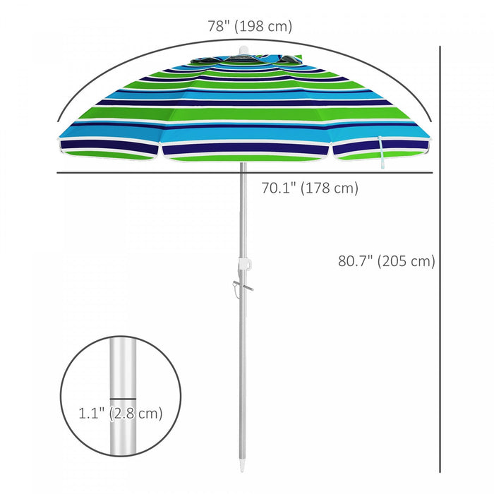 Outsunny 6' Portable Beach Umbrella With Sand Anchor Tilt Bag Multicolour