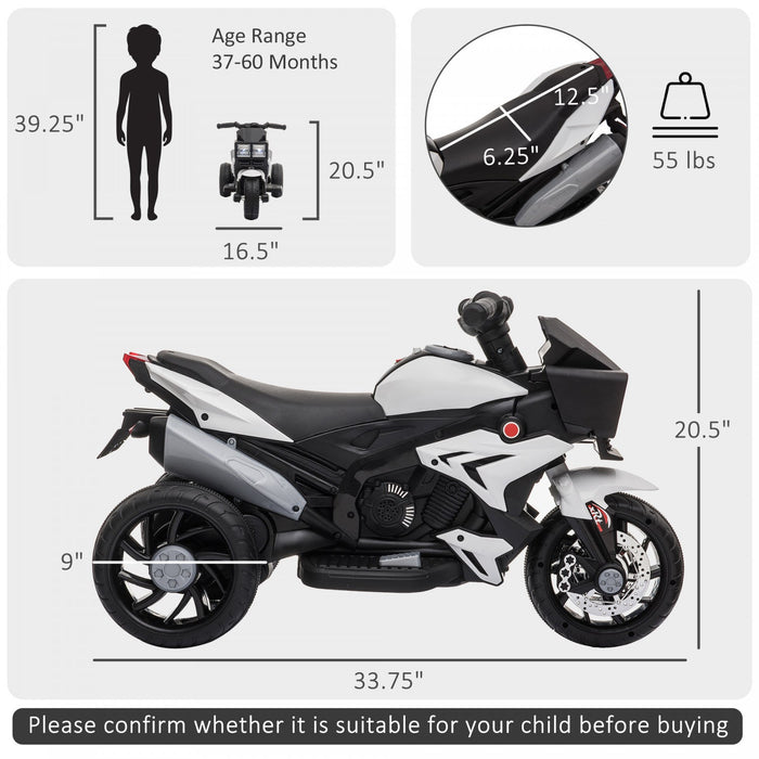 Aosom Kids Electric Pedal Motorcycle Powered Ride-On Toy 6v Battery Powered W/ Music Horn Headlights