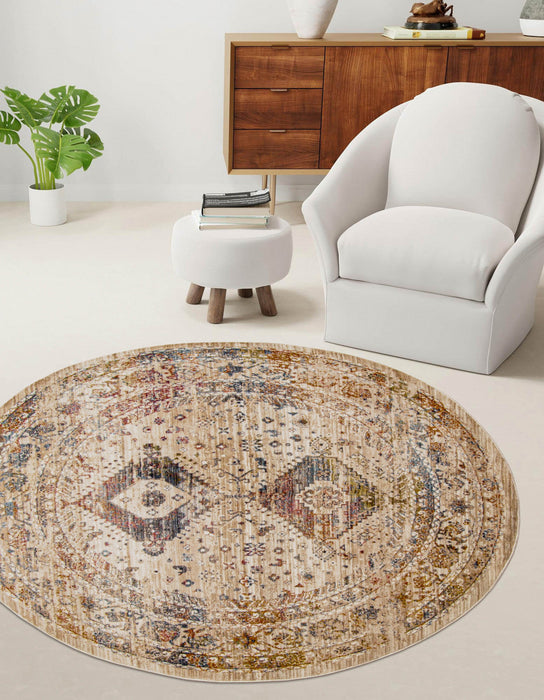 Ethel Traditional 5'0\" x Area Rug in Multi Indoor Area Rug 