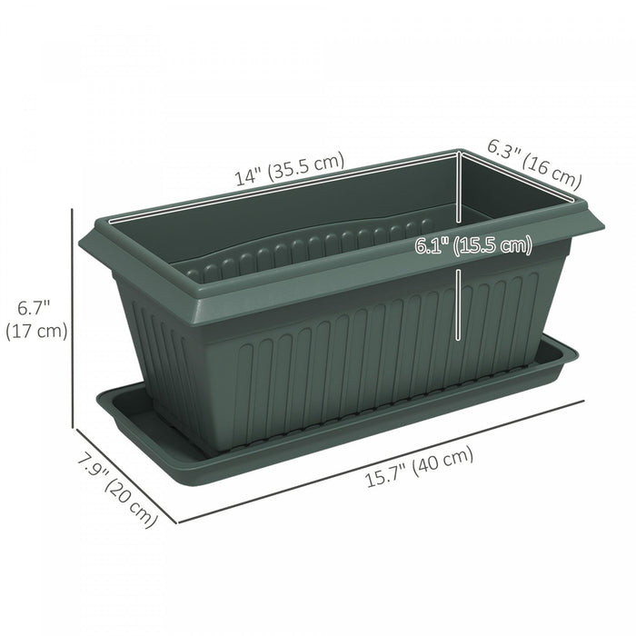 Outsunny 7 Pack 15.7" Plant Pots, Flower Planters w/ Drainage Holes, Green