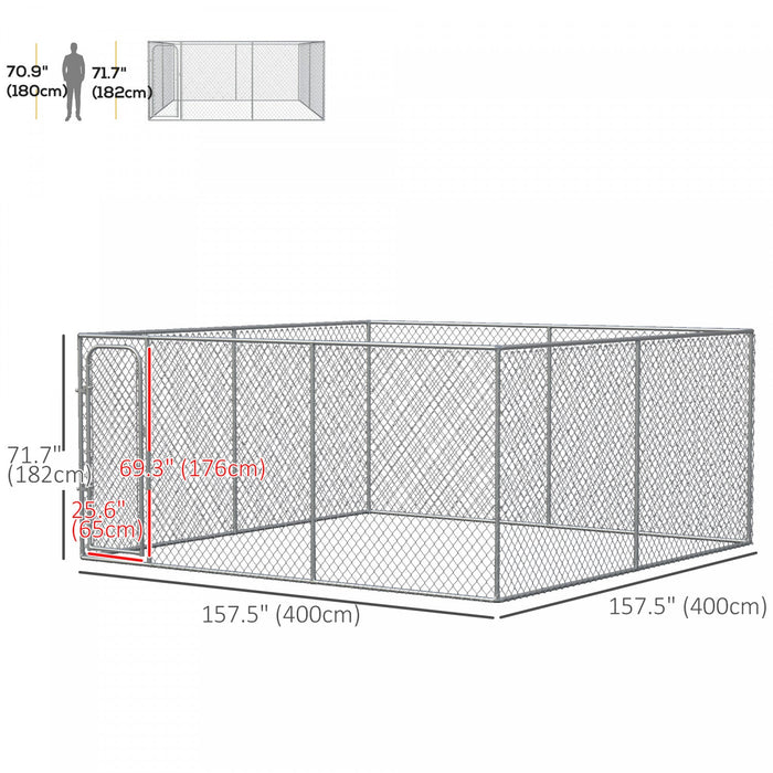 Pawhut 172 Sq. Ft. Dog Playpen Outdoor, Walk-in Dog Run Kennel Puppy Exercise Pen With Galvanized St