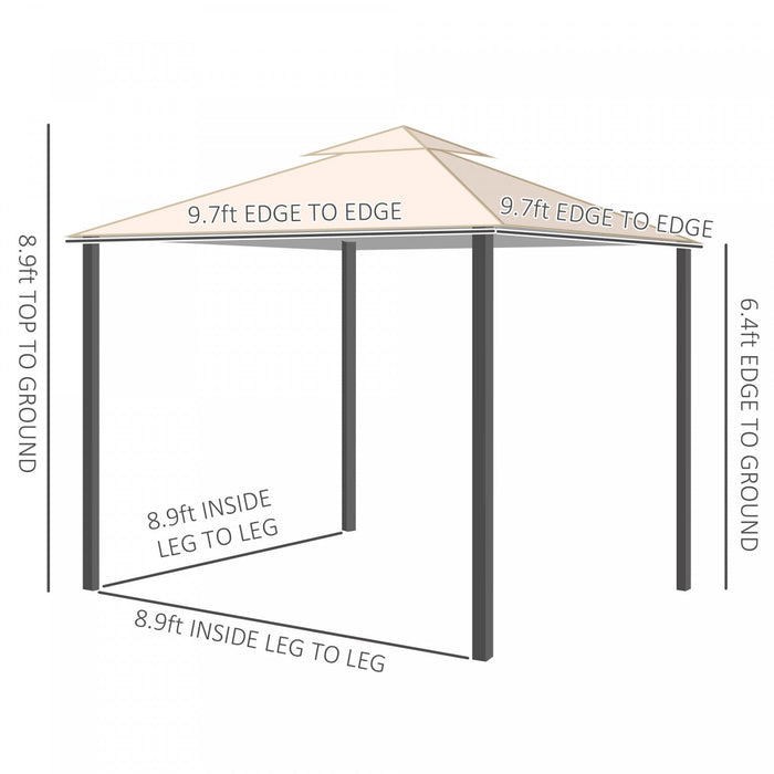 Outsunny 10' X 10' Outdoor Patio Gazebo Double Soft-top Garden Shelter Tent With Beautiful Polyester