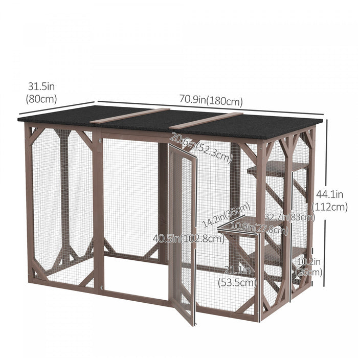Pawhut Cat Cage Indoor Catio Outdoor Cat Enclosure Pet House Small Animal Hutch For Rabbit, Kitten, 