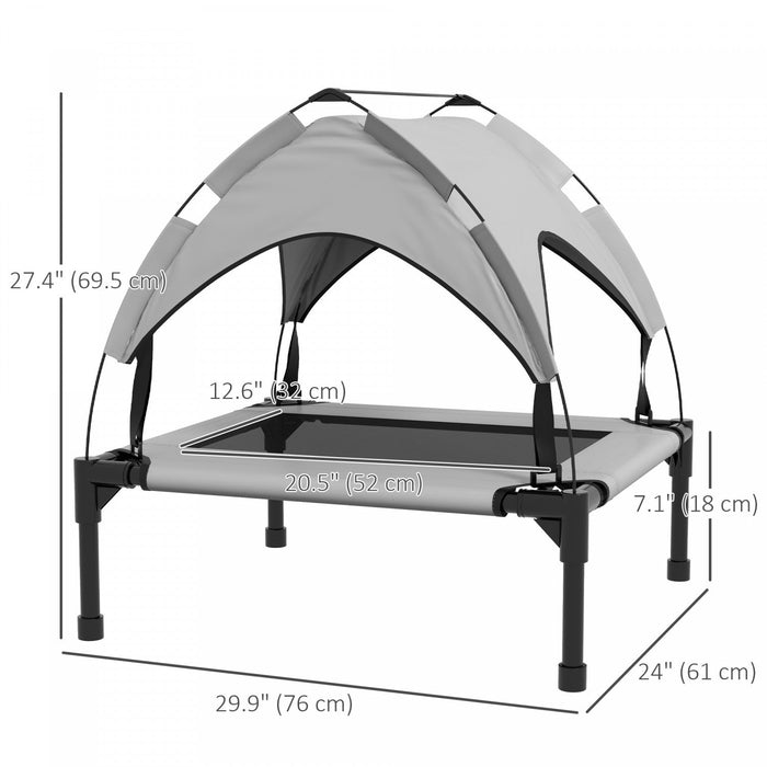 Pawhut Elevated Dog Bed With Canopy, Cooling Dog Cot Bed For Camping, Portable Raised Pet Cot With W