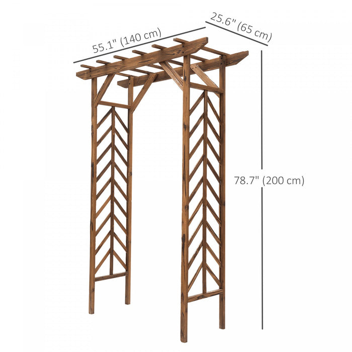 Outsunny 79\" Garden Trellis, Wooden Arched Arbour With Pergola Style Roof
