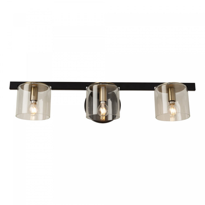 Salinas Black & Brass 3-Light Bathroom Vanity Light
