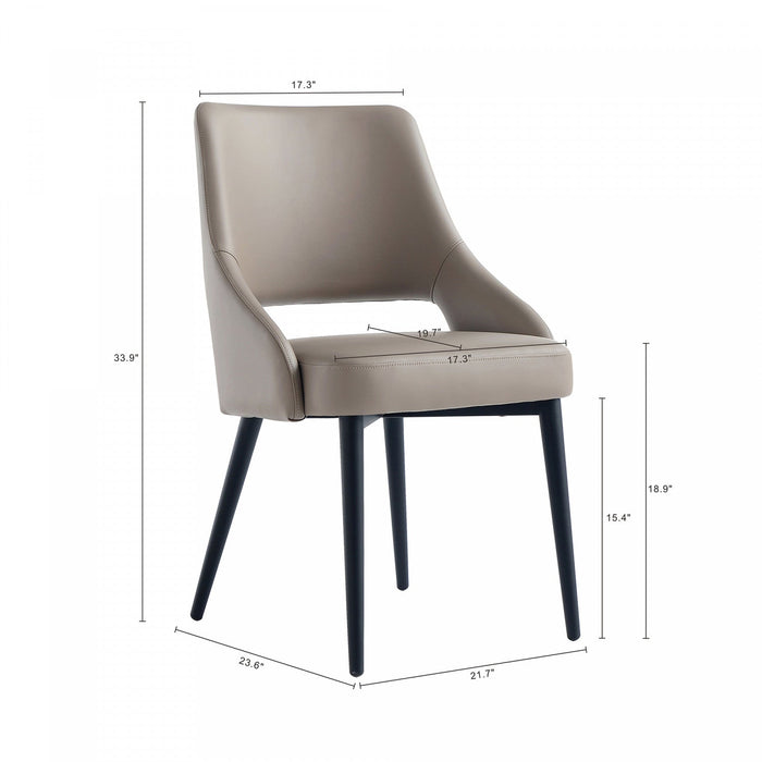 Tremont Modern Metal Vegan Leather Dining Chair in Taupe 