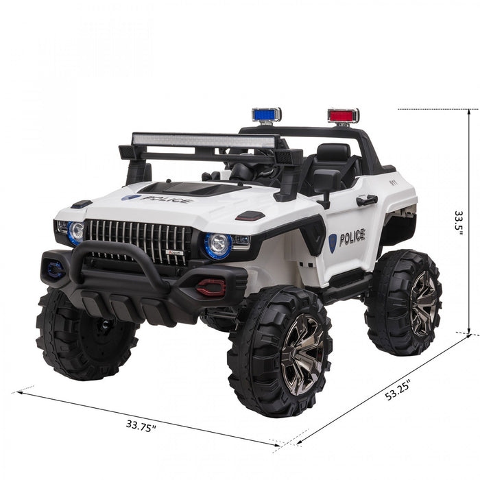 Aosom 2-seater Kids Powered Ride-On Cars, 12v Remote Control Police Truck Electric Car For Kids With