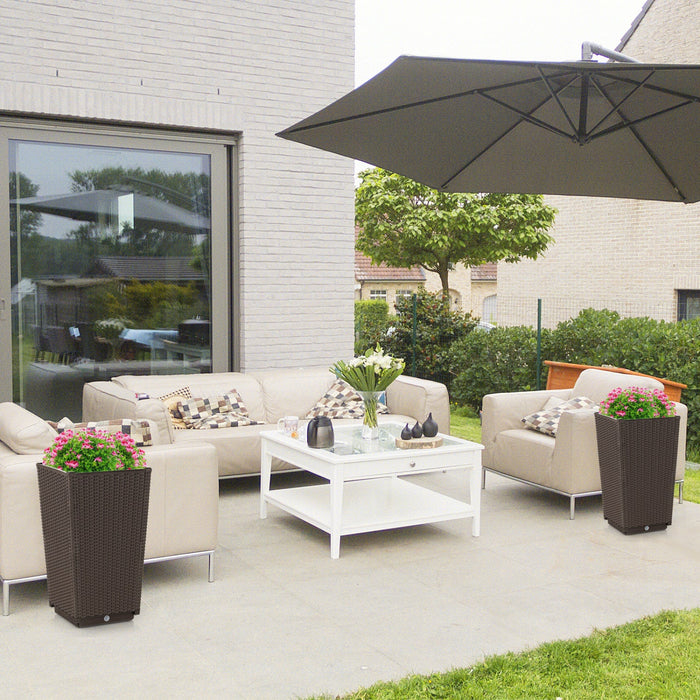 Costway 2pcs Outdoor Wicker Flower Pot 22.5"tall Planters With Drainage Hole Coffee