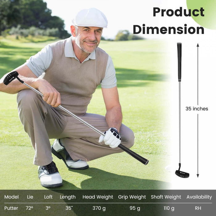 Ultimate 35" Golf Putter Mallet Style Putter With Alignment Aid Rubber Grip & Head Cover