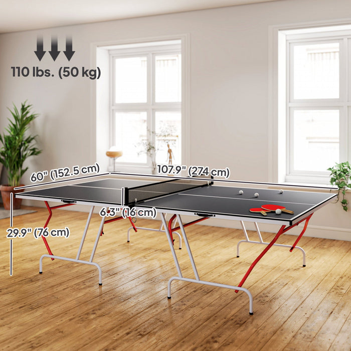 Soozier 9' x 5' Full Size Ping Pong Table, Table Tennis Table, Dark Grey