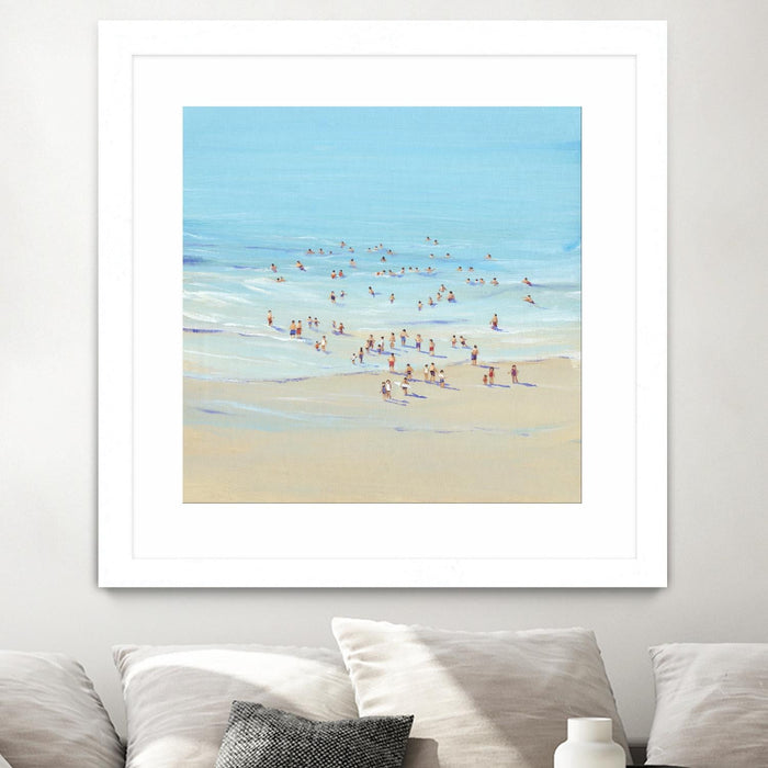 \"Beach Day I\" Matted and Framed White 36x36 Wall Art