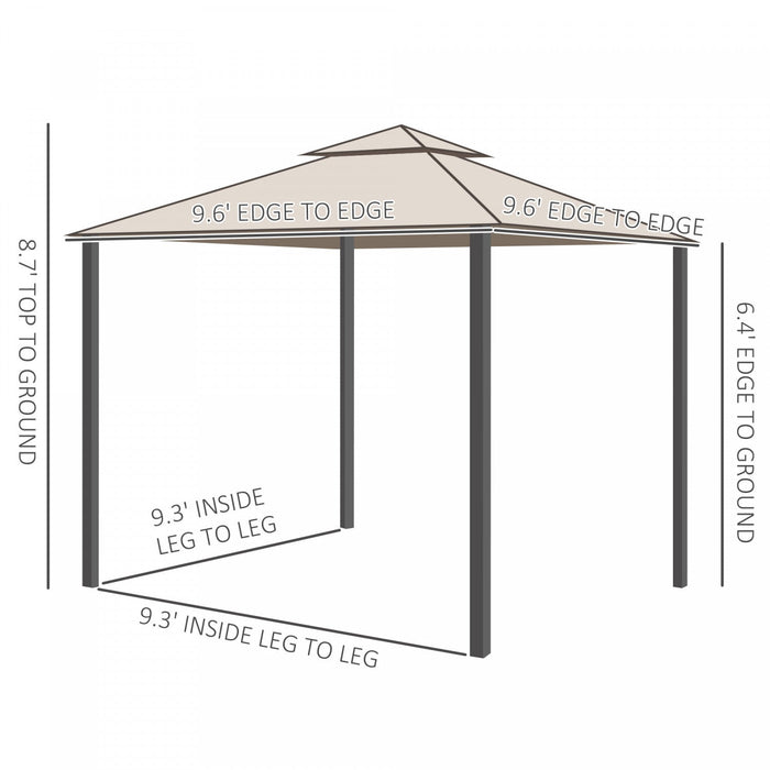 Outsunny 10' X 10' Patio Gazebo Outdoor Pavilion 2 Tire Roof Canopy Shelter Garden Event Party Tent 