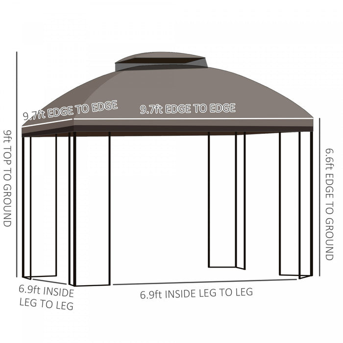 Outsunny 10' X 10' Outdoor Patio Gazebo Canopy With Double Tier Roof, Removable Mesh Nettings, Displ