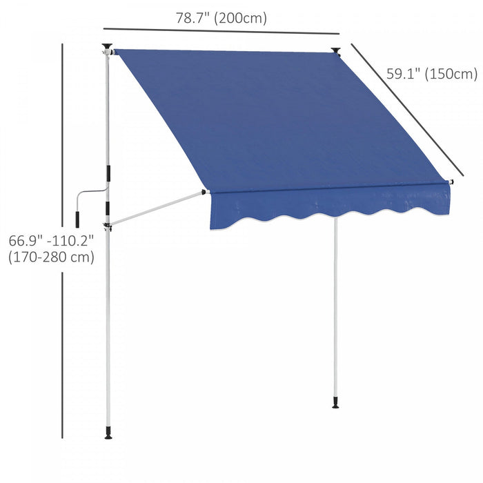 Outsunny 6.6'x5' Manual Retractable Patio Awning Window Door Sun Shade Deck Canopy Shelter Water Res