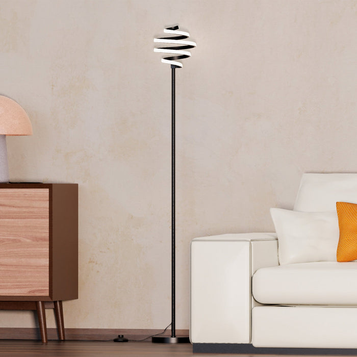 59\" Matte Black Spiral LED Floor Lamp 