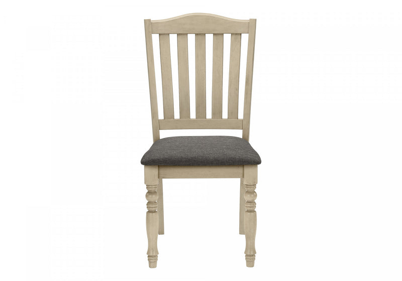 Dining Chair Set of 2 Dining Room Kitchen Side Antique Grey Fabric Wood Legs Transitional