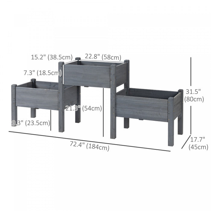 Outsunny 3-tier Raised Garden Bed, Elevated Planter Boxes, Freestanding Wooden Plant Stand For Veget