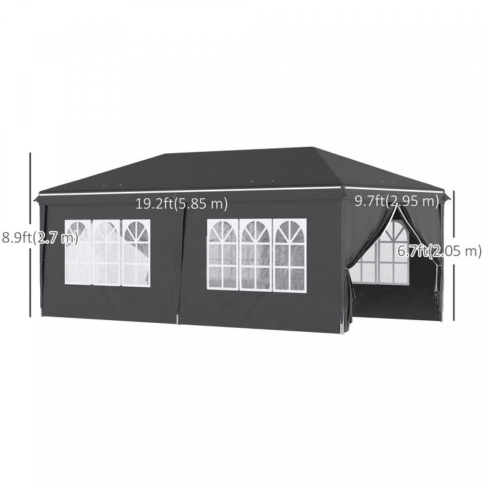 Outsunny 10' X 20' Pop Up Canopy With 6 Walls, Outdoor Easy Up Canopy Party Tent With Steel Frame, D
