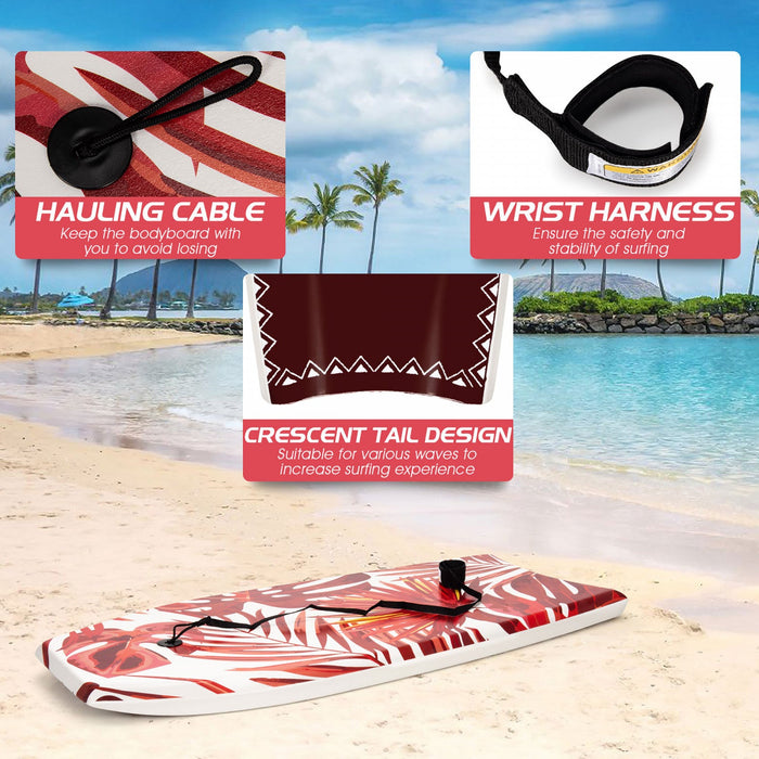 Costway 41" Bodyboard Lightweight Surfboard W/wrist Leash Fin Eps Core For Kids & Adults