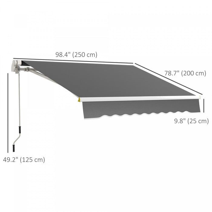 Outsunny 8' X 6.5' Retractable Awning With LED Lights, Uv40+, Dark Grey