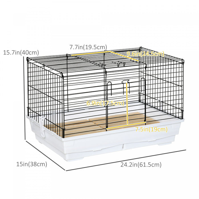 Pawhut Small Animal Cage, Bunny Cage, Pet Pen With Sliding-out Trays, Bottom Wood Board, Doors, For 