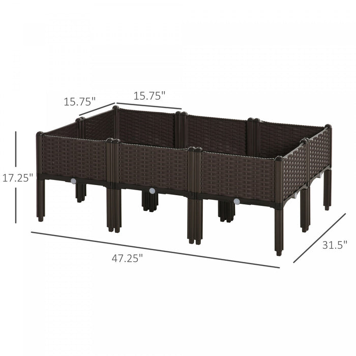 Outsunny 6-piece Raised Garden Bed Pp Raised Flower Bed Plant Stand Stackable Vegetable Herb Grow Bo