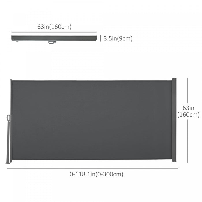 Outsunny 118\" X 63\" Retractable Side Awning Patio Outdoor Folding Privacy Screen With Resistance To 