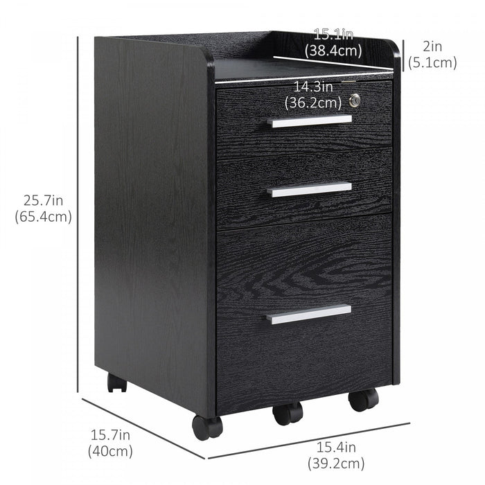 Homcom 3-drawer Mobile File Cabinet Office Filing Cabinet