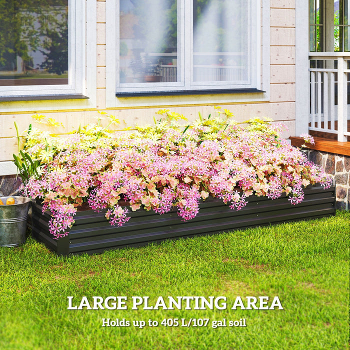 Outsunny 8x2x1ft Raised Garden Bed Large Galvanized Elevated Planter Box