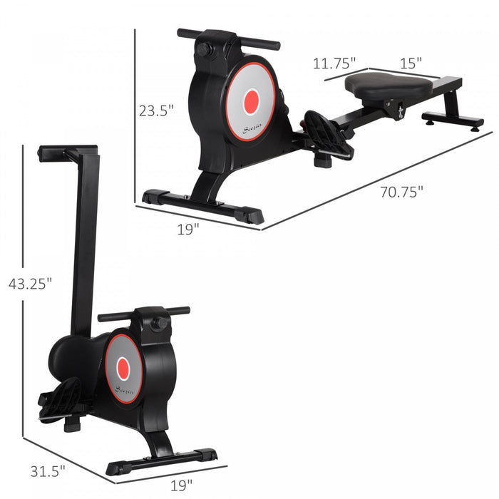 Soozier Magnetic Rowing Machine, Foldable Rower With 8 Level Resistance, Digital Monitor & Transport