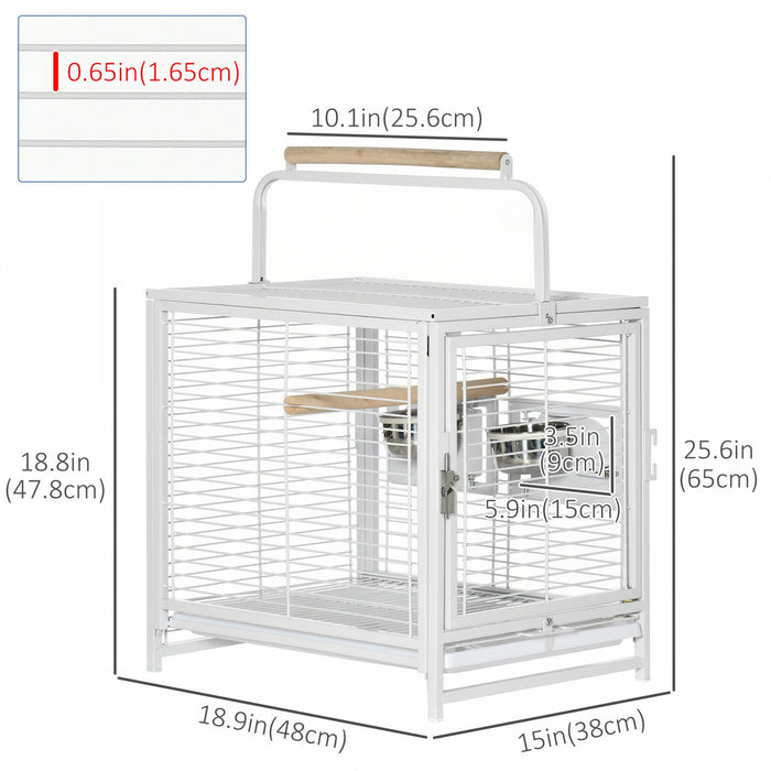 Pawhut Bird Travel Carrier Cage For Parrots Conures African Grey Cockatiel Parakeets With Stand Perc