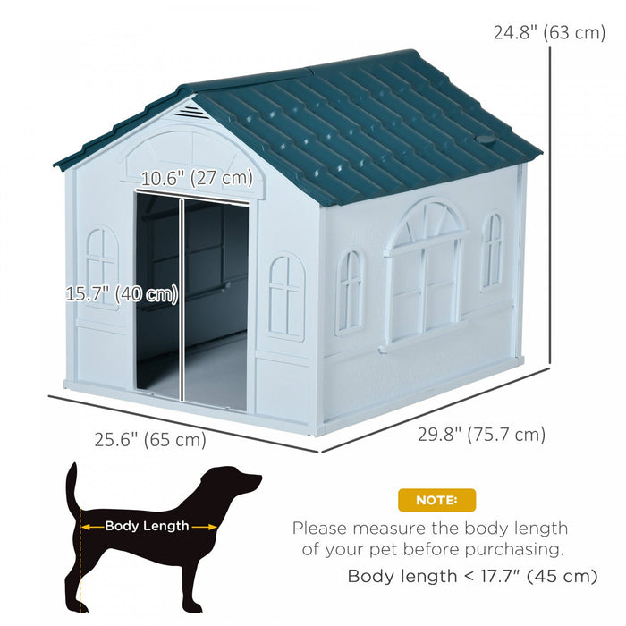Pawhut 26\" Plastic Dog House Outdoor, Waterproof Dog Kennel With Air Vents, Pet Shelter For Small Me