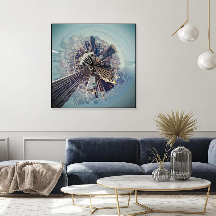 \"City Center I\" Canvas Framed Black 20x20 Wall Art