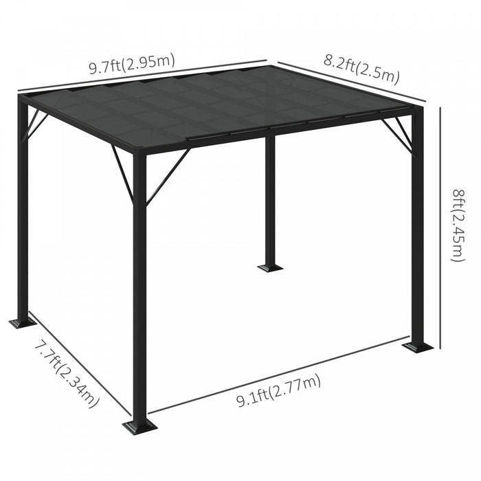 Outsunny 8' X 10' Pergola Shade Metal Patio Gazebo Sun Shade Shelter With Adjustable Breathable Mesh
