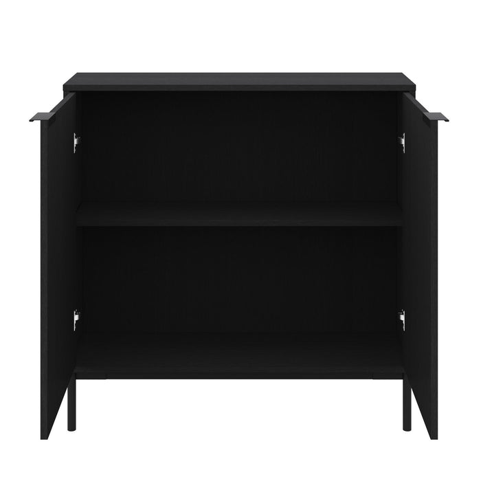 Nordika Slim 2-Door Storage Console Accent Cabinet - Black 
