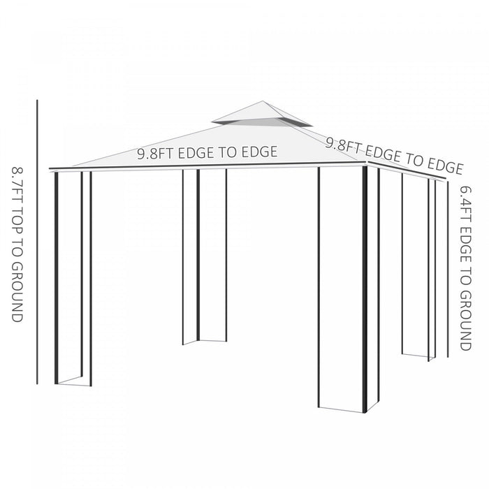 Outsunny 10'x10' Gazebo Canopy Outdoor Patio Sun Shelter Uv Protect W/ 2-tier Polyester Roof Curtain