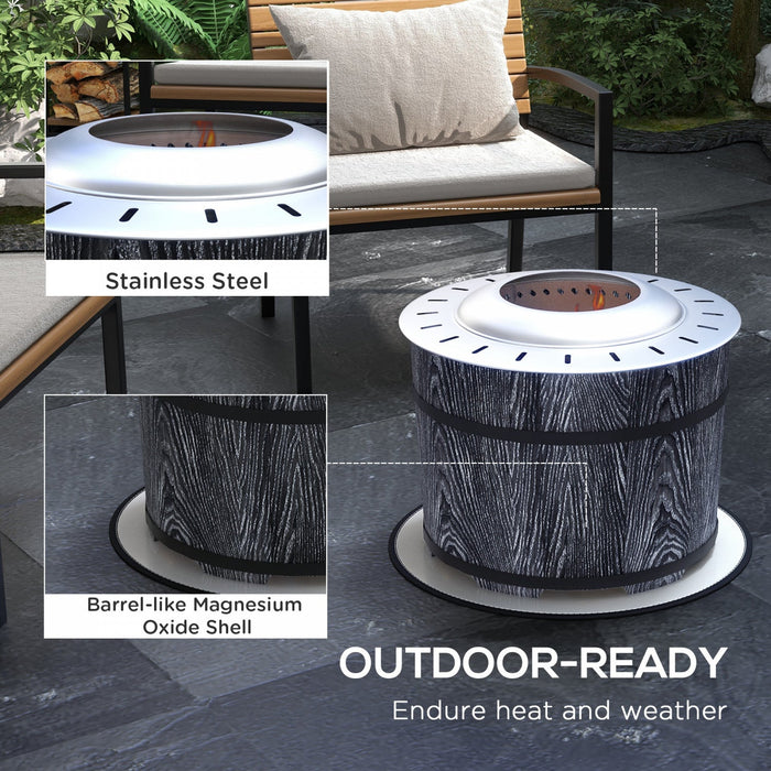Outsunny Smokeless Fire Pit With Mat, 20\" Firepit, Magnesium Oxide, Black